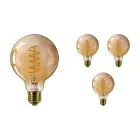 Confezione Multipack 4x Philips Classic LEDglobe E27 Filamento Ambra 95mm 4W 250lm - 820 Bianco Molto Caldo | Dimmerabile - Sostitutiva 25W